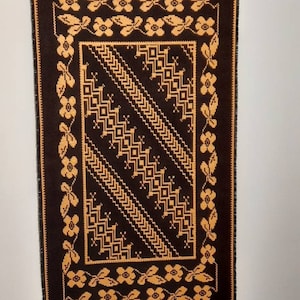 Scandinavian Wall Decor. Täkänä Double Weave Wall Hanging Woven Brown Cream Vintage Scandinavian ,Vintage wool tapestry 70s Textiles Decor