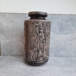 VASE by ILKRA 1033/25 PANORAMA. West German vase by Ilkra.  Mid Century Modern Stoneware Pottery