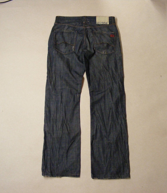 MUSTANG Jeans Vintage Blue Denim Button Fly Bootcut Men's Jeans Oregon W30  L32 Damaged Distressed Jeans - Etsy Denmark