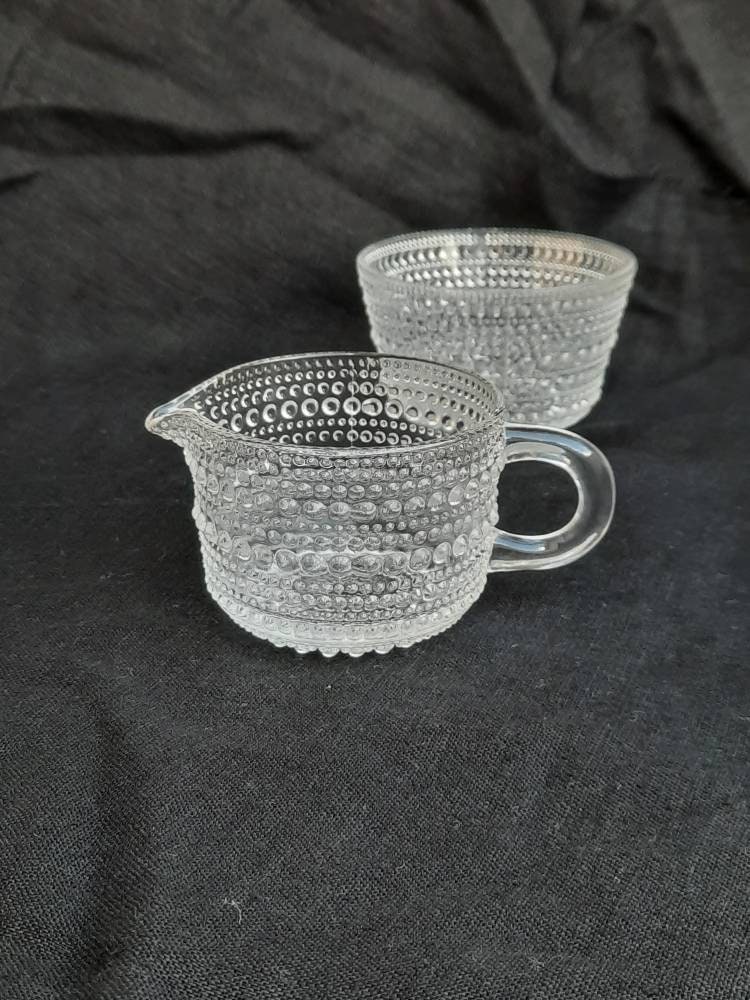 Clear Glass Cream Pitcher Kastehelmi creamer by Oiva Toikka for Iittala