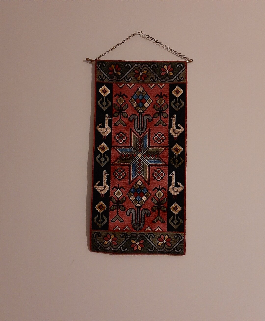 Swedish Vintage Floral Embroidered Tapestry Etsy