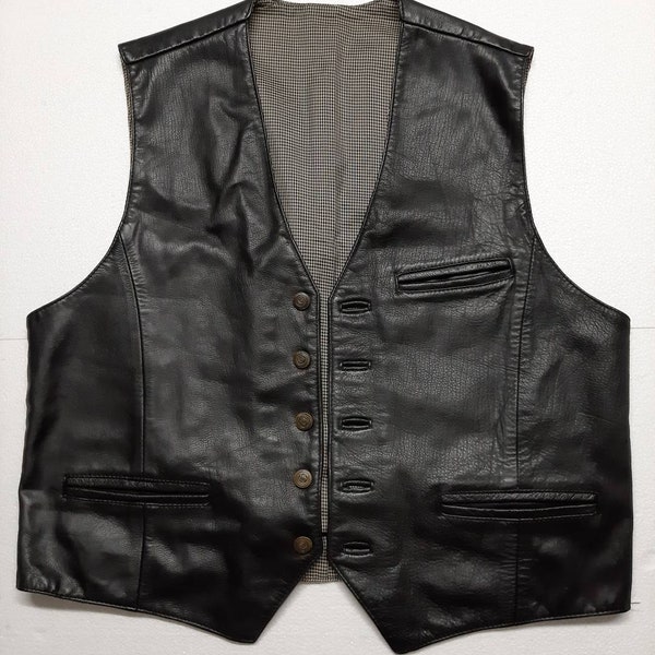 Leather Mens Vest Black. Ethnic Men waistcoat, Black Leather Western Vest