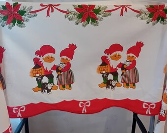 Vintage Swedish Christmas Valance Short Curtain