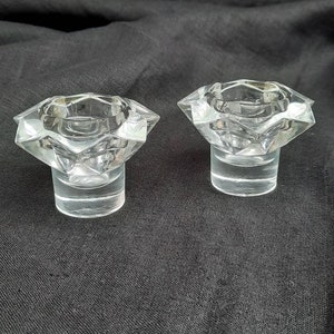 Arabia Wärtsilä Finland Star Shape Glass Candle Holders, Set of Two, Candlesticks, Glass Candle Holders, Table Decor, Crystal Decor