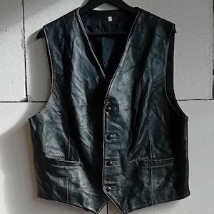 Leather Mens Vest Black. Ethnic Men waistcoat, Black Leather Western Vest