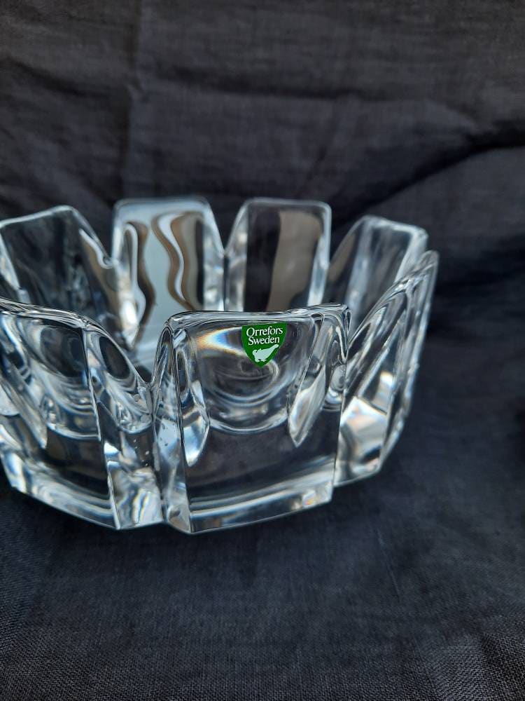 Orrefors VINTAGE Crystal Bowl Corona クリア Orrefors CORONA Large Bowl. Design by LARS HELLSTEN. Clear Crystal