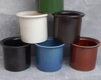 Set of 6: Gustavsberg Stoneware Spice Jars Designed by Stig Lindberg. Vintage Scandinavian Design. Swedish Mid Century Modern Retro