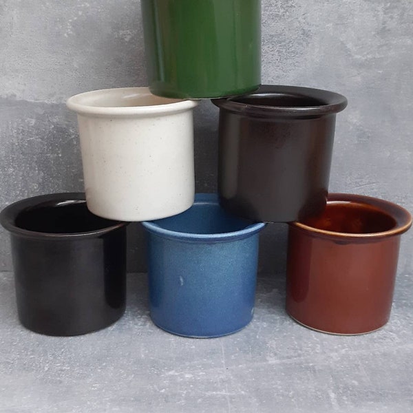 Set of 6: Gustavsberg Stoneware Spice Jars Designed by Stig Lindberg. Vintage Scandinavian Design. Swedish Mid Century Modern Retro