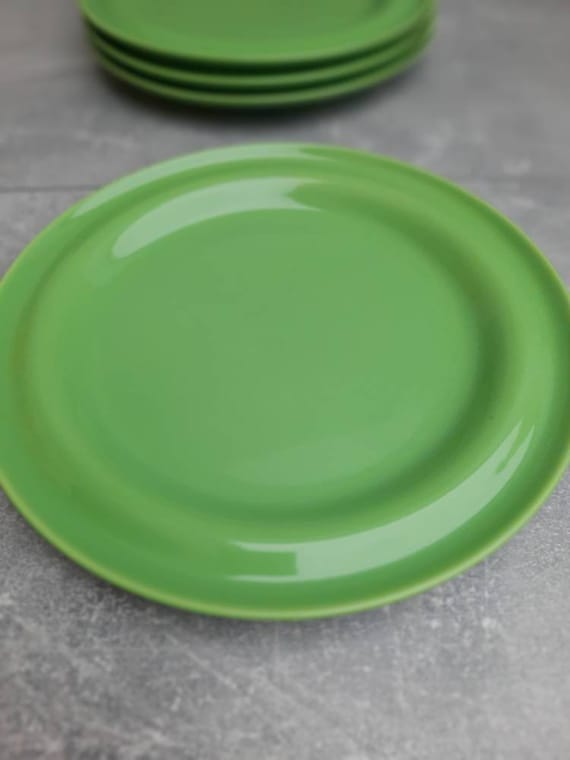 Vintage Höganäs Keramik Green Plate. Swedish Vintage Green Saucer