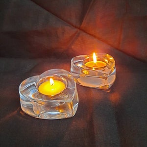 Orrefors &quot;My Heart&quot; Crystal Votive, Clear Glass Candle Holder. Signed