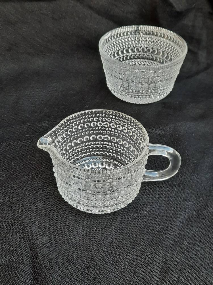Clear Glass Cream Pitcher Kastehelmi creamer by Oiva Toikka for Iittala