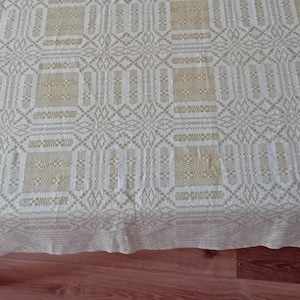 Scandinavian table runner. Handmade decor. Vintage lovely damast tablecloth in shiny high quality linen