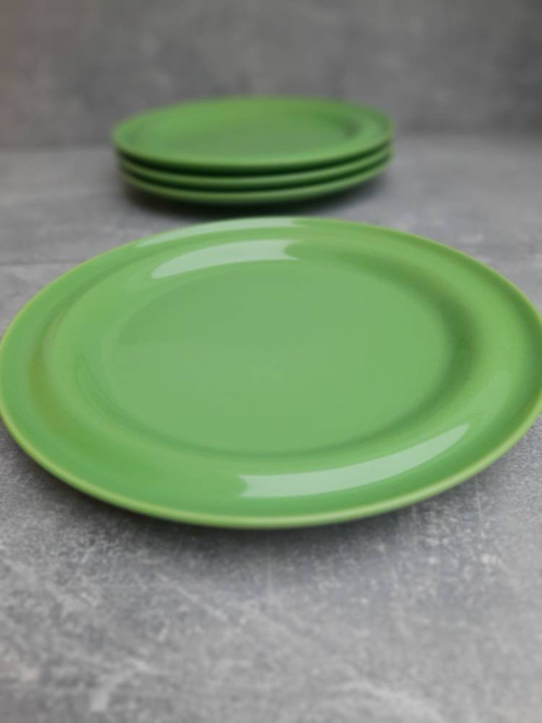 HÖGANÄS KERAMIK プレート 北欧 スウェーデン製　4皿 Vintage Höganäs Keramik Green Plate. Swedish Vintage Green Saucer