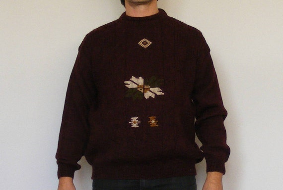 Vintage Norweger Pulli von BOUVIAC Norwegen skandinavischen Folk Pullover Nordic Muster große Größe L Vintage Norweger Pulli von BOUVIAC Norwegen skandinavischen Folk Pullover Nordic Muster große Größe L