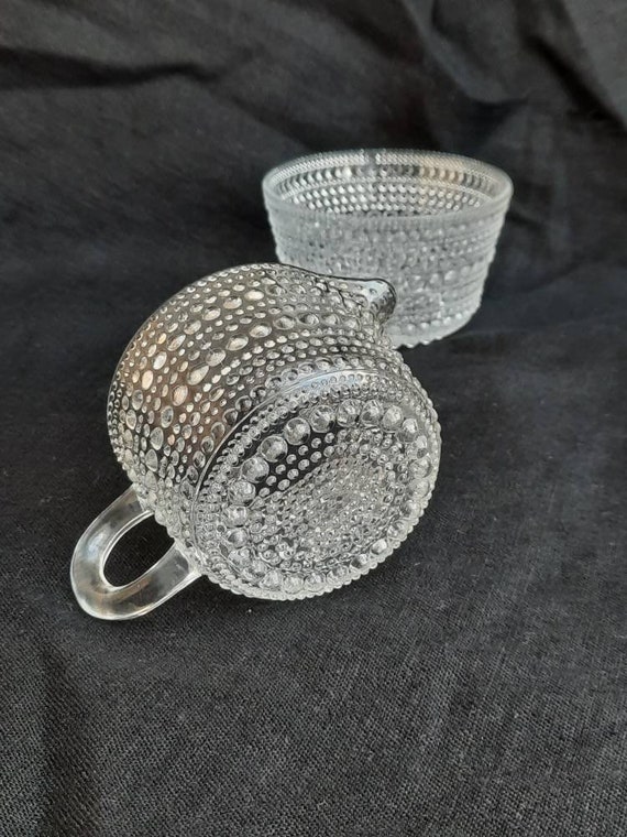 Clear Glass Cream Pitcher Kastehelmi creamer by Oiva Toikka for Iittala
