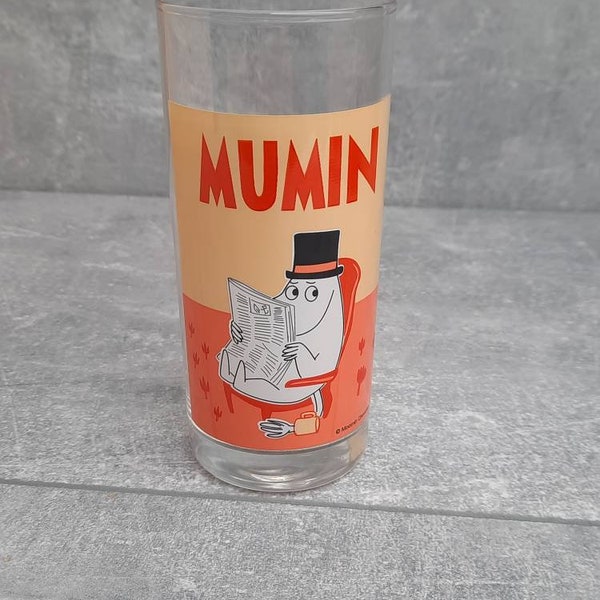 Moomin drink glass. Moomin Characters Tove Jansson. Moomin Glass tumbler. Vintage Scandinavian modern design. Collectible