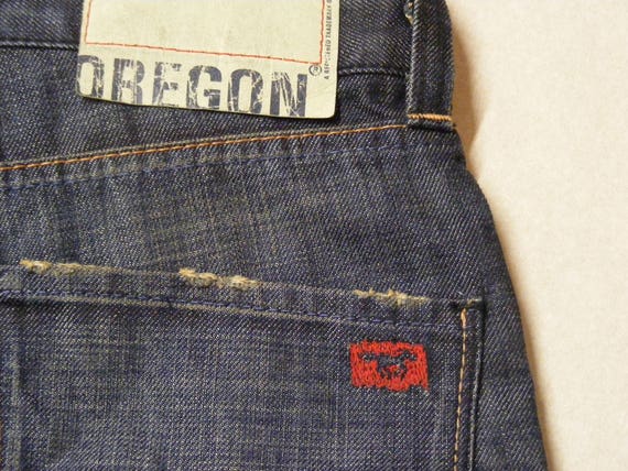 MUSTANG Jeans Vintage Blue Fly Damaged Jeans Bootcut Button Denmark Denim Jeans W30 Oregon Etsy Men\'s - L32 Distressed