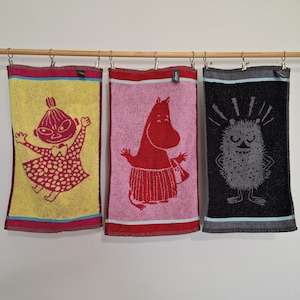 Moomin-handdoek. Set van 3. Finlayson katoenen badstof handdoek Fins textiel Scandinavisch interieur