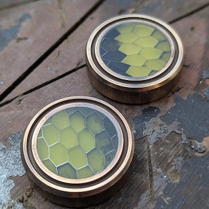 Every day carry pocket portal in brass and ooze green resin