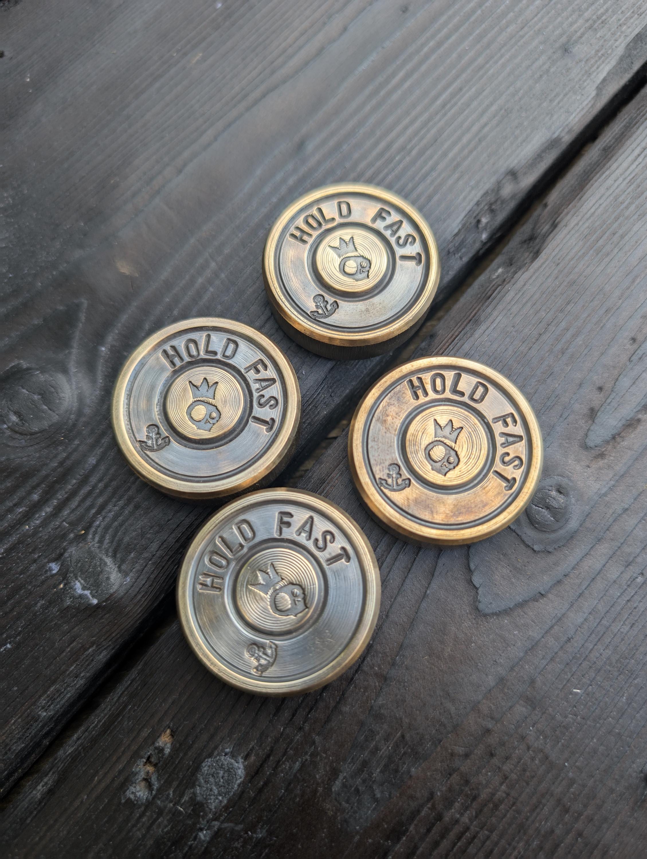 Brass edc challenge coin. Hold Fast