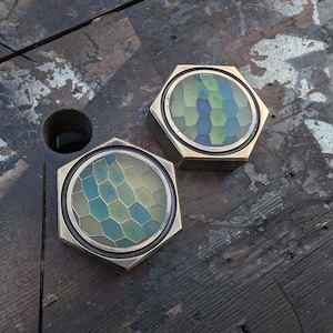 Every day carry pocket portal in brass hex. Chaos Blue