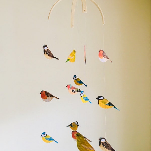 British Bird wooden top hanging baby mobile
