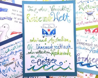 5 Postkarten deiner Wahl, z. B. Reisen Ostsee, wähle aus über 80 Motiven