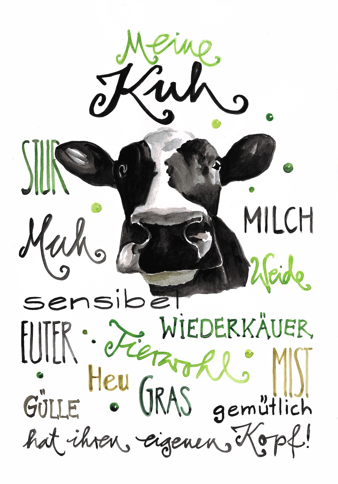 Print Kuh A4 Etsy.de