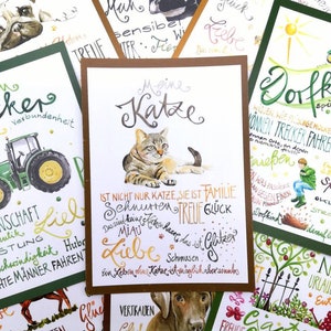 5 Postkarten deiner Wahl, z. B. Katze, wähle aus über 80 Motiven
