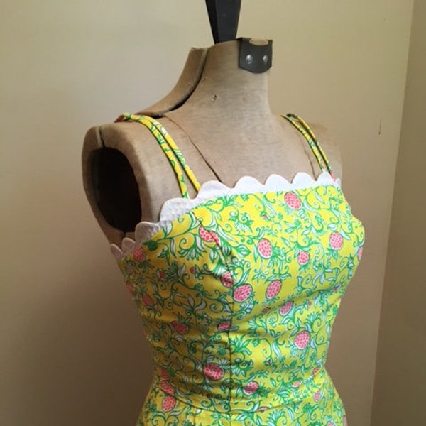 Vintage 1960s Lilly Pulitzer sundress pineapple key west hand print The Lilly