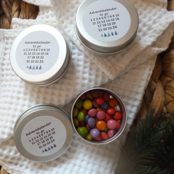 3 x Advent calendar to go, tin, Secret Santa gift, Christmas, Advent, thank you, guest gift, Advent calendar, gift for colleagues