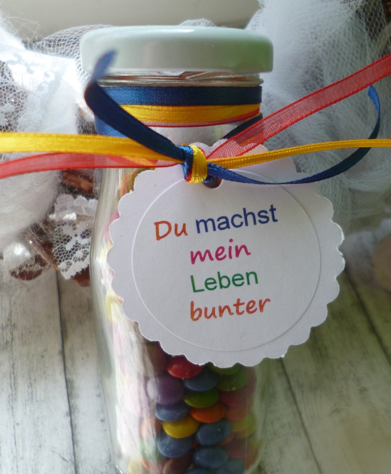 Du machst mein Leben bunter Glasflasche Mini Schokolinsen Etsy