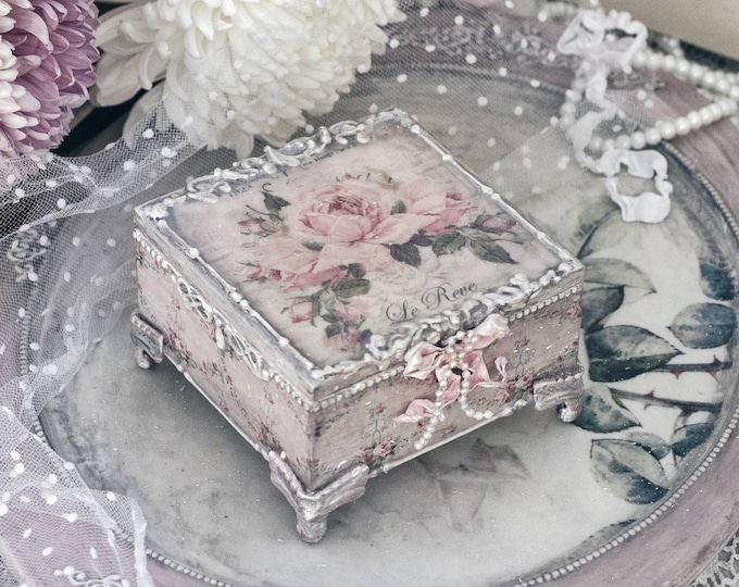 Shabby Chic Box With Roses Vintage Decoupage Box Shabby Chic Etsy