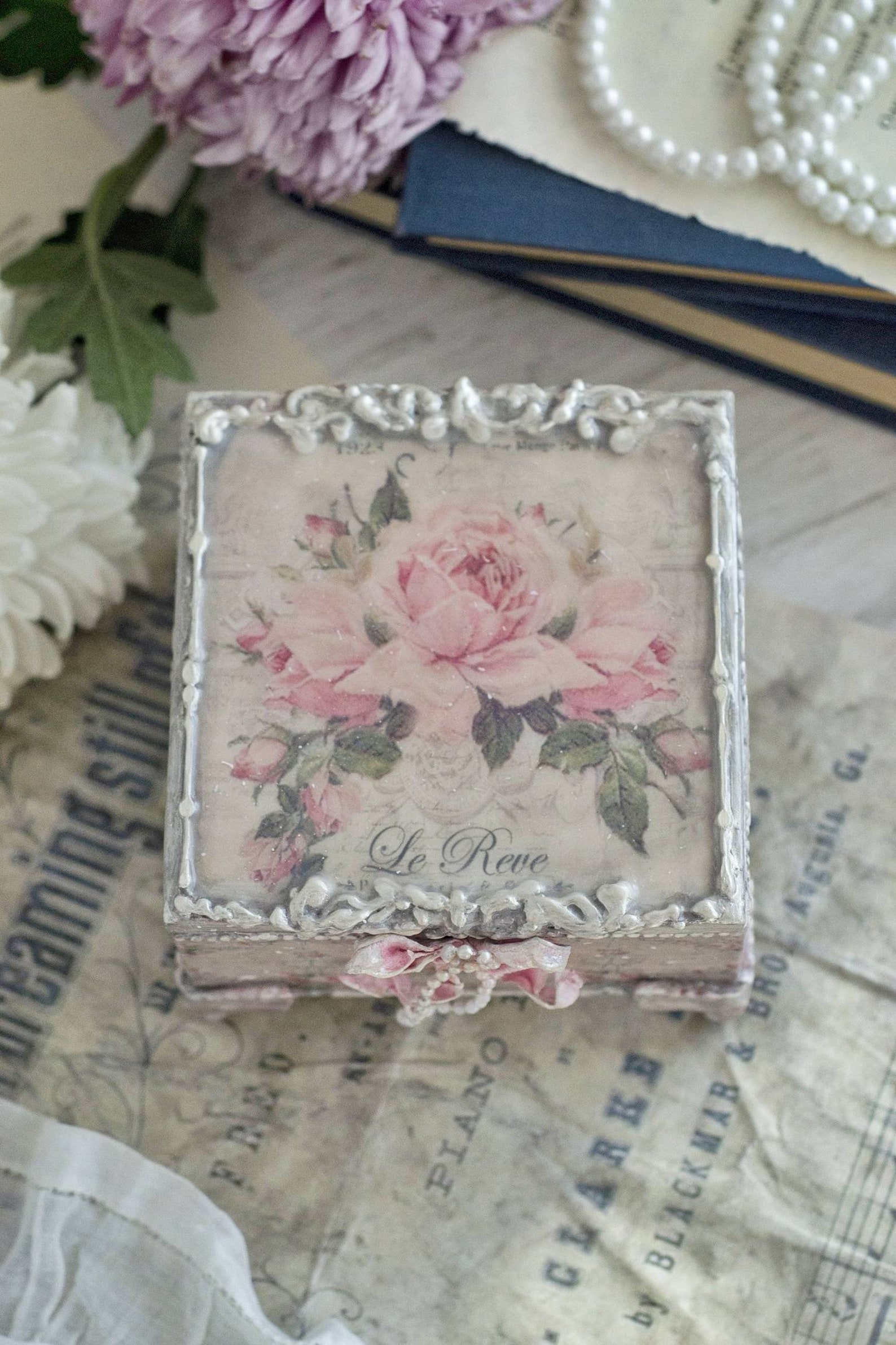 Shabby chic box with roses vintage decoupage box shabby Etsy