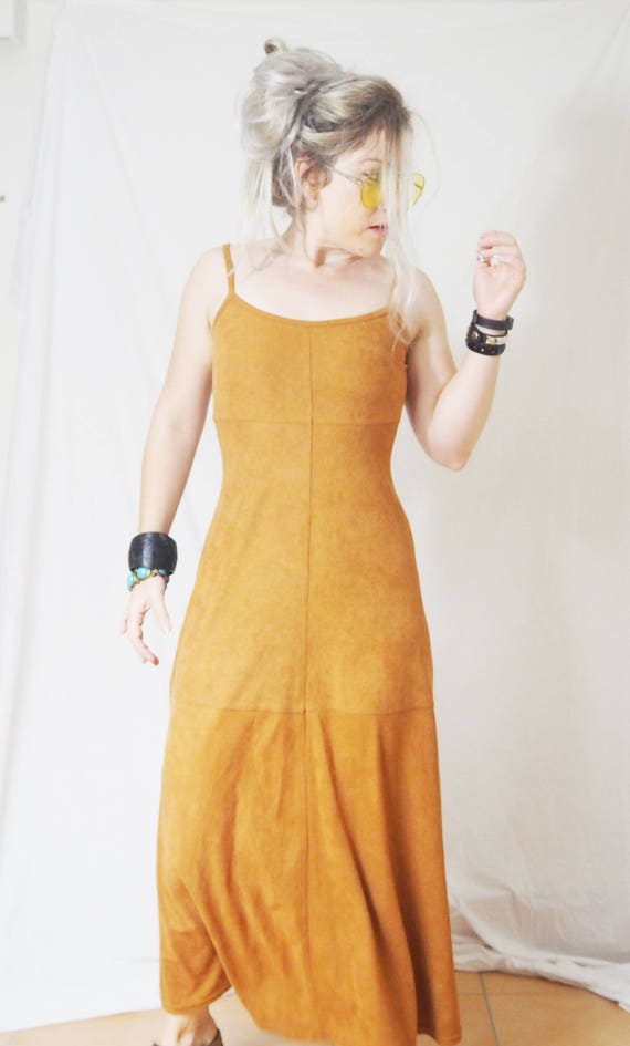 Faux Suede Maxi Dress Pocahontas Vintage Find Thr… - image 7