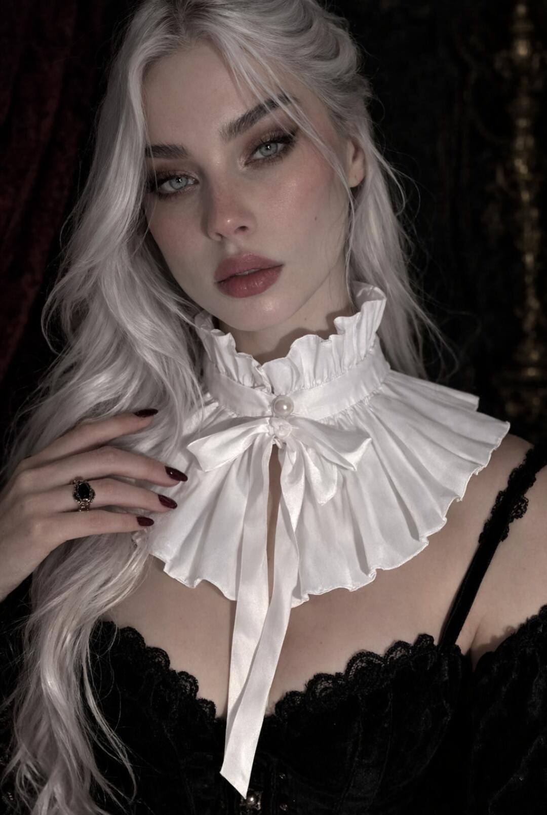 Victorian Collar Ruffle Fairycore Vampire Goth Fashion Fairy Outfit Fae ...