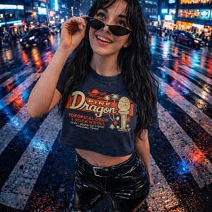 PINK DRAGON 90's Band Tee Faded Vintage T-Shirt Rocker Retro Collectors 1990s Short Sleeve Merchandise Soft Worn in Unisex Black Tee image 1