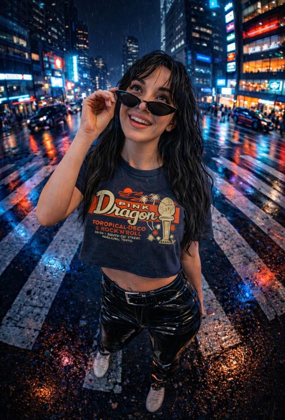 PINK DRAGON 90's Band Tee Faded Vintage T-Shirt Rocker Retro Collectors 1990s Short Sleeve Merchandise Soft Worn in Unisex Black Tee