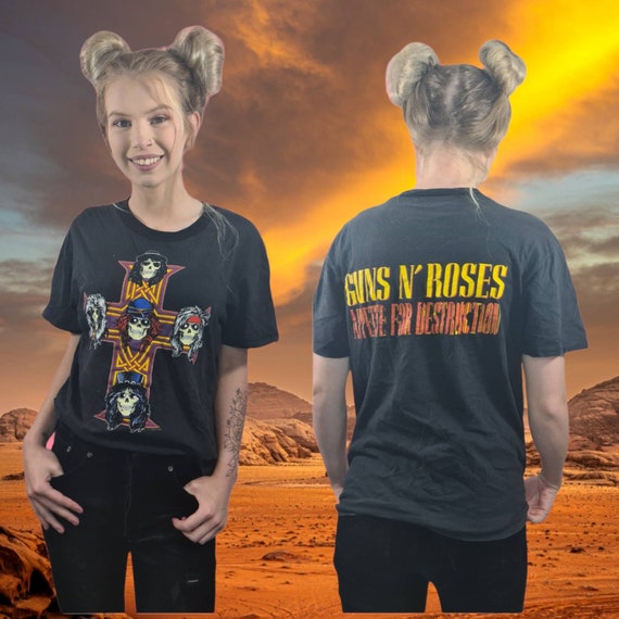 80s Vintage GUNS N' ROSES バンド Tシャツ 1987 Vintage 1987 Guns N Roses Was Here Double Sided Shirt Single