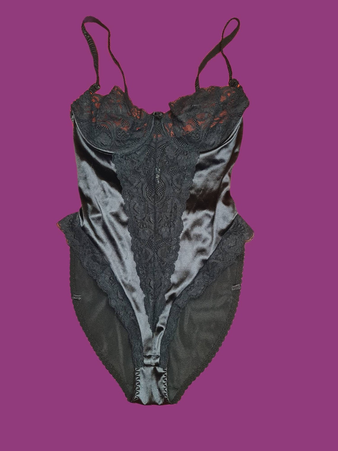 Vintage Bodysuit Lace & Satin Teddy Women's Lingerie Sexy Etsy Australia