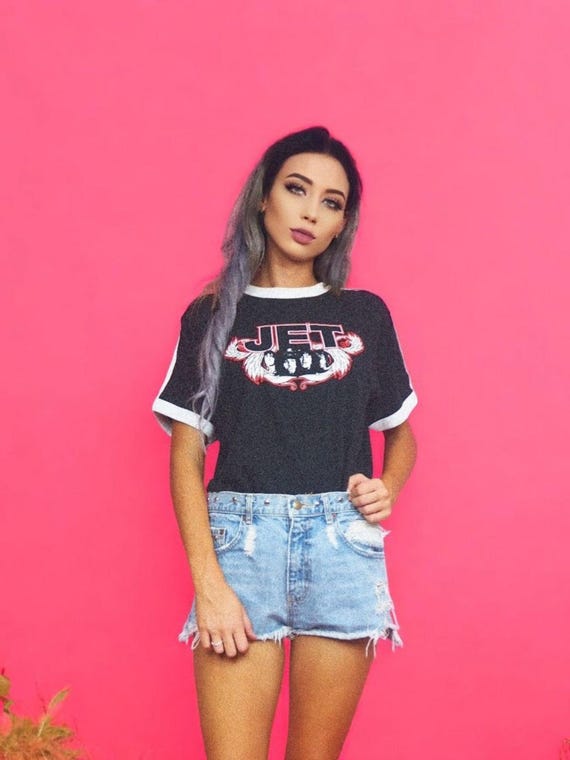 JET Vintage Band Tee Music T-shirt Worn Torn Distress… - Gem