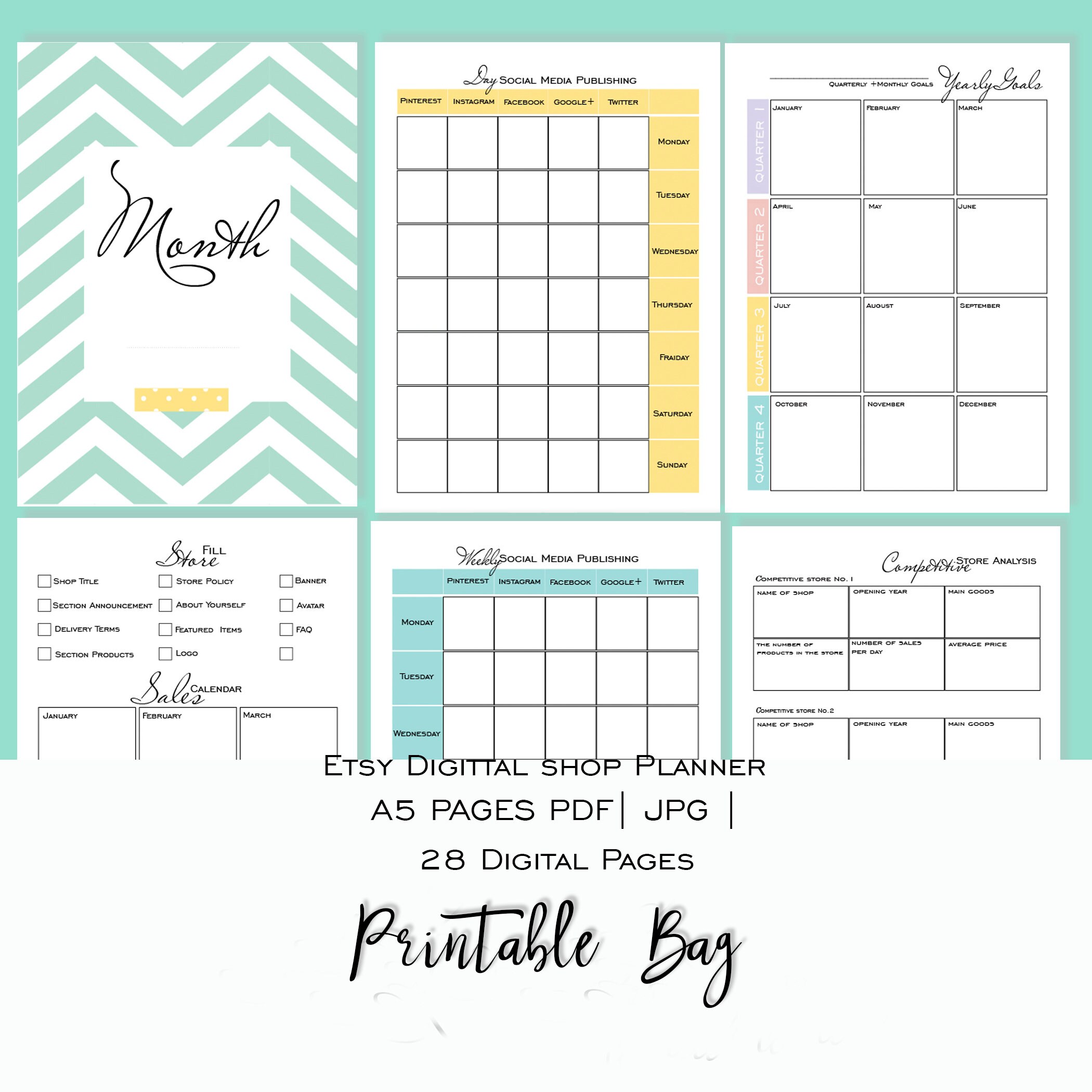 Shop Planner 28 Printable Pages Business planner Etsy Sellers | Etsy