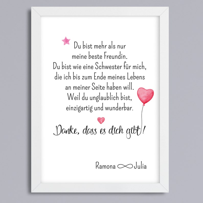 Kunstdruck Freundschaft Danke personalisiert Geschenk für Etsy