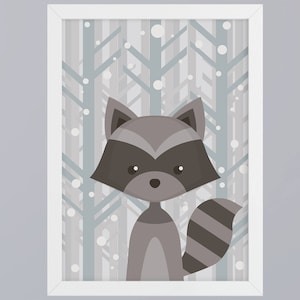 Raccoon - art print optional with frame