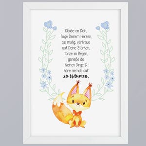 Fox flower color selectable-art print optional with frame image 2