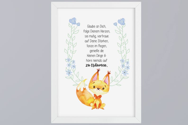 Fox flower color selectable-art print optional with frame image 2