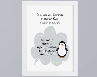 Pinguin Knie - Kunstdruck optional mit Rahmen