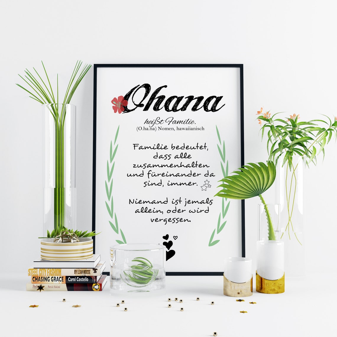 Ohana Kunstdruck Familienbild mit Spruch Geschenkidee optional Etsy.de