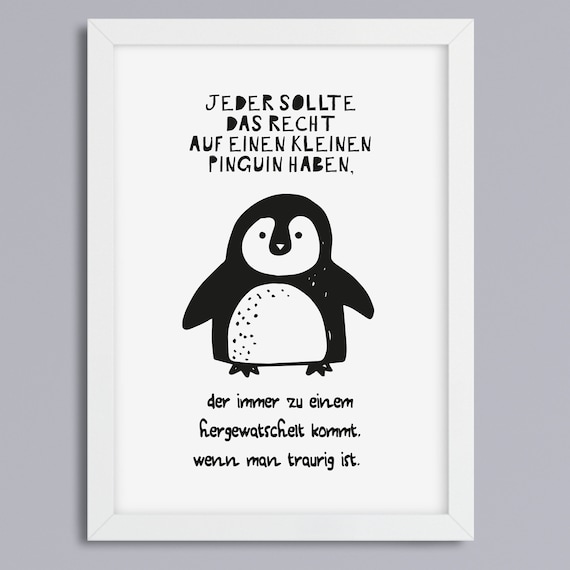 Right to Penguin Art Print With Saying Funny Gift Idea Etsy