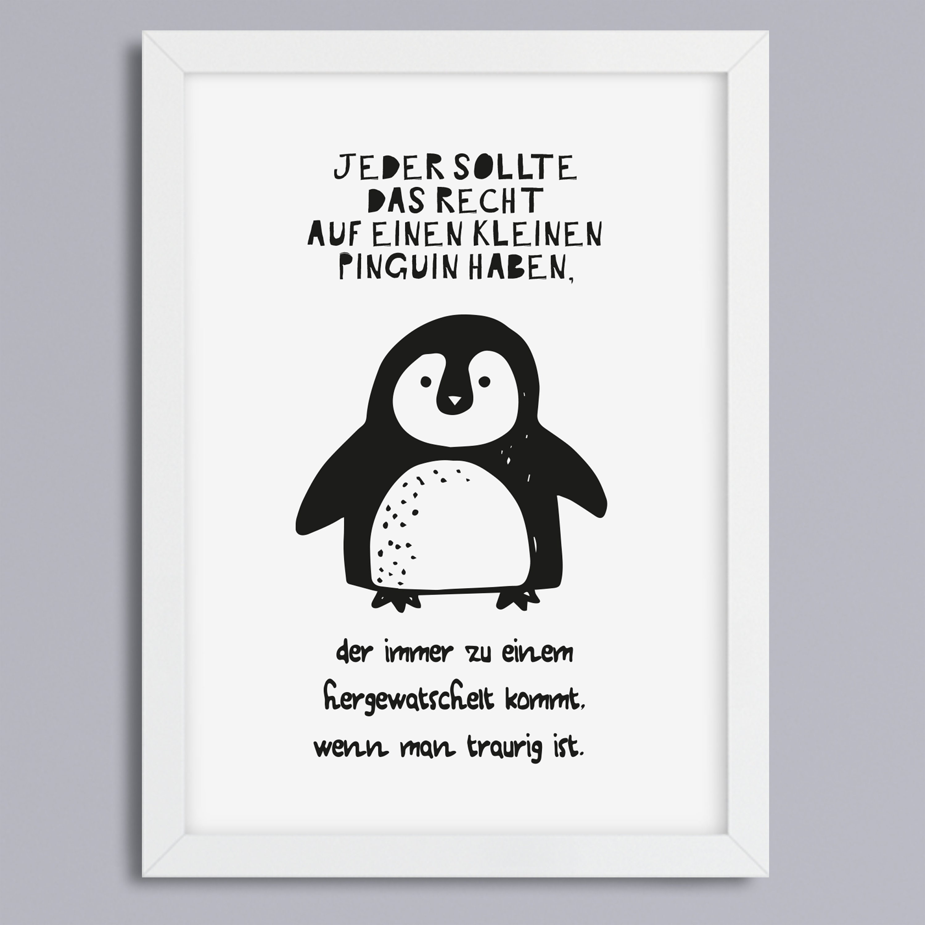 Recht auf Pinguin Kunstdruck mit Spruch lustige Geschenkidee Etsy.de